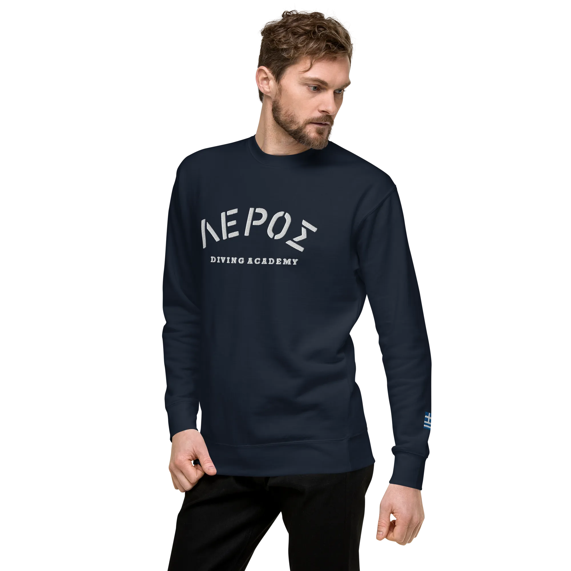 Leros Diving Academy Greece Embroidered Unisex Premium Sweatshirt