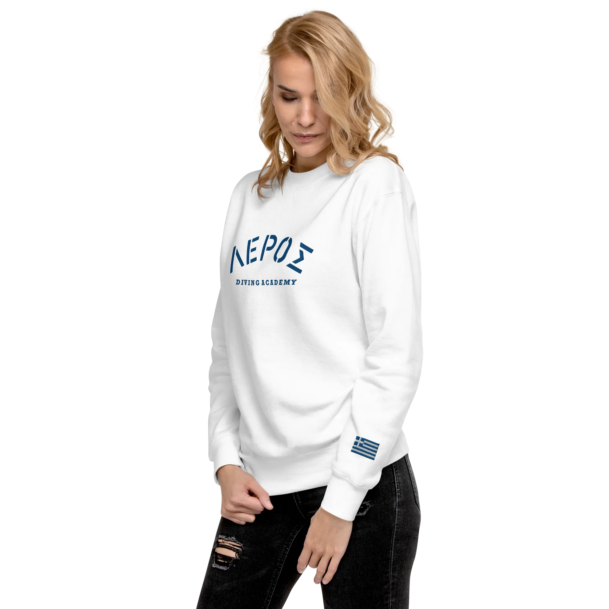 Leros Diving Academy Greece Embroidered Unisex Premium Sweatshirt