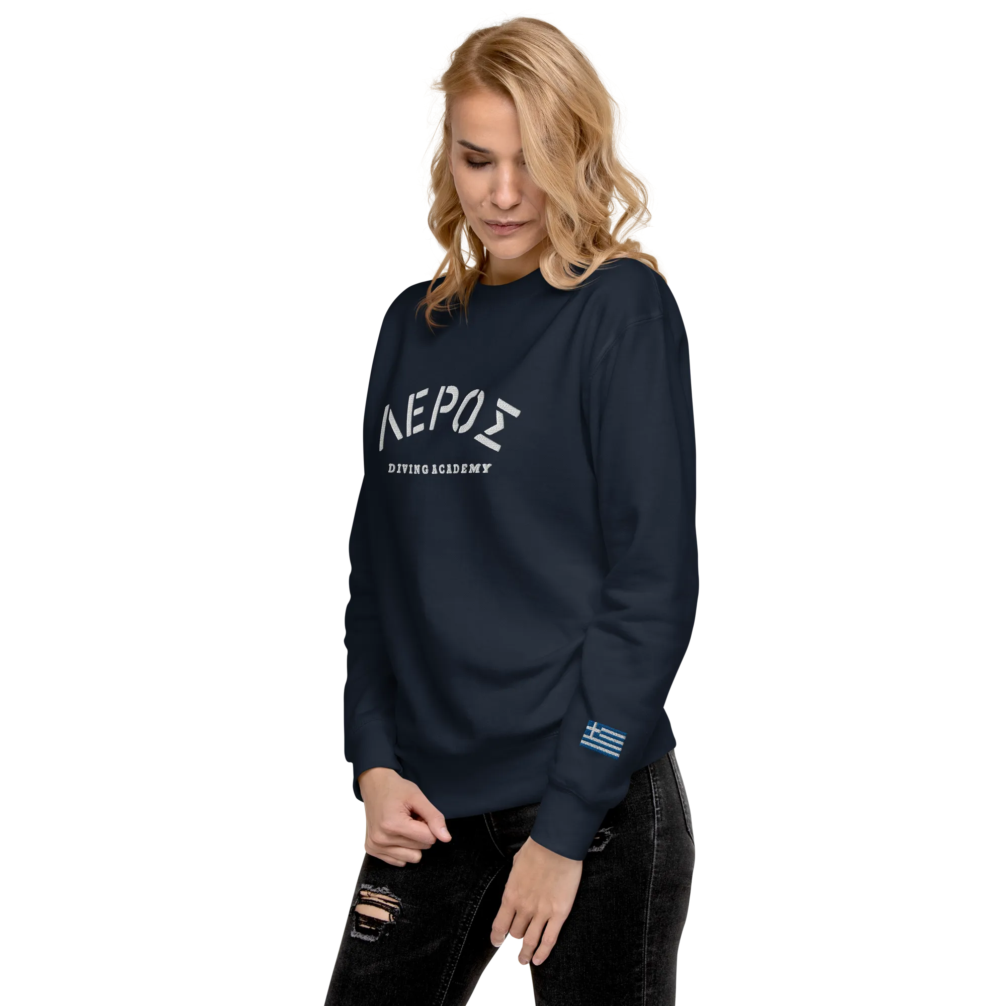 Leros Diving Academy Greece Embroidered Unisex Premium Sweatshirt