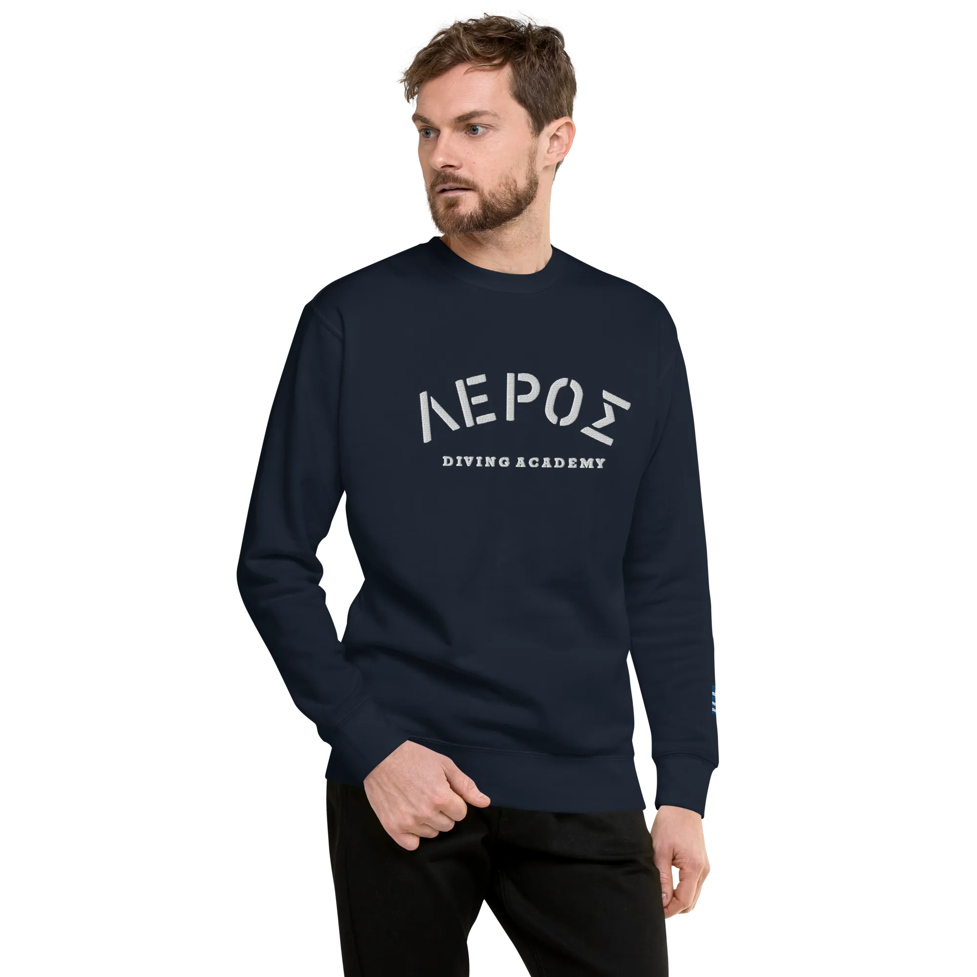 Leros Diving Academy Greece Embroidered Unisex Premium Sweatshirt