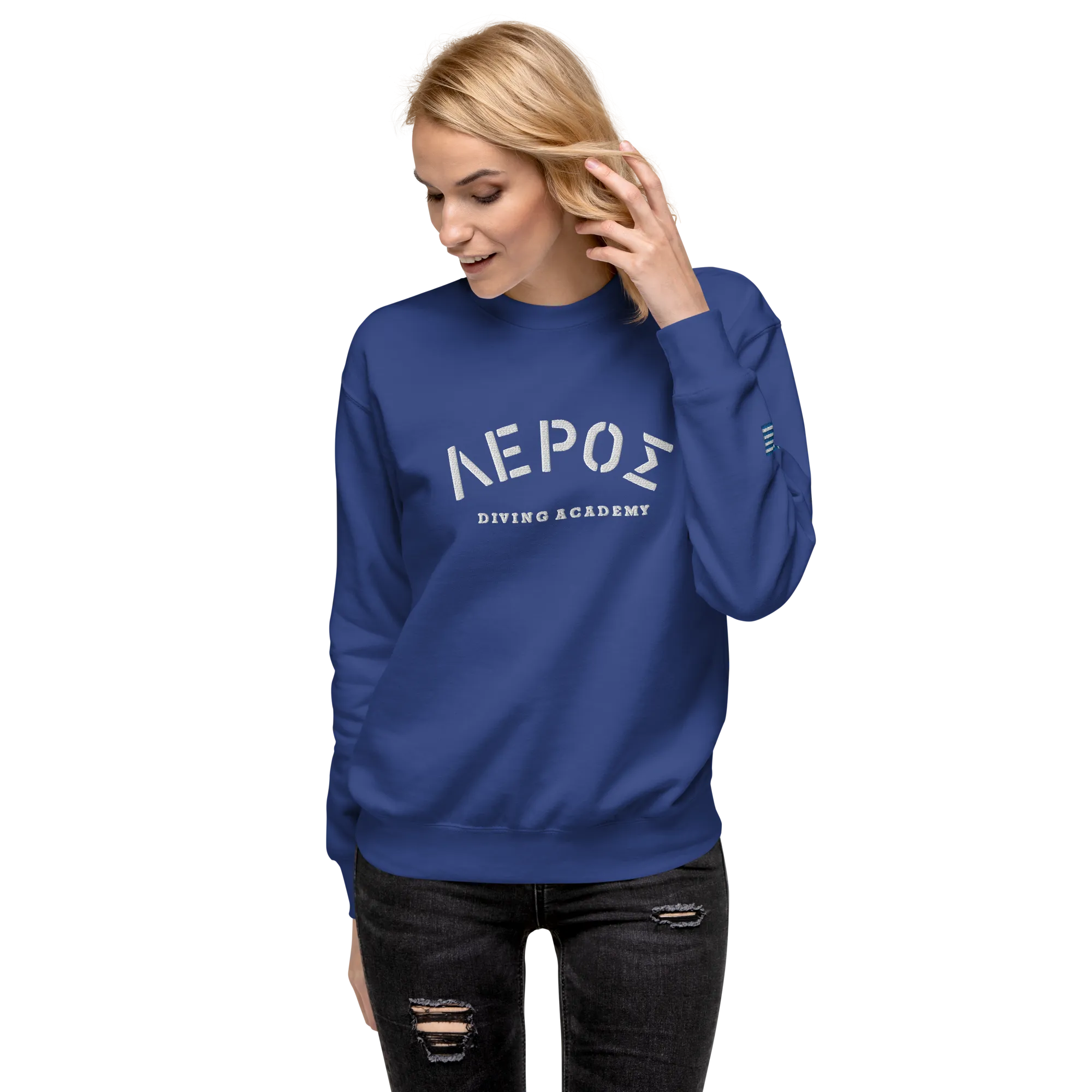 Leros Diving Academy Greece Embroidered Unisex Premium Sweatshirt