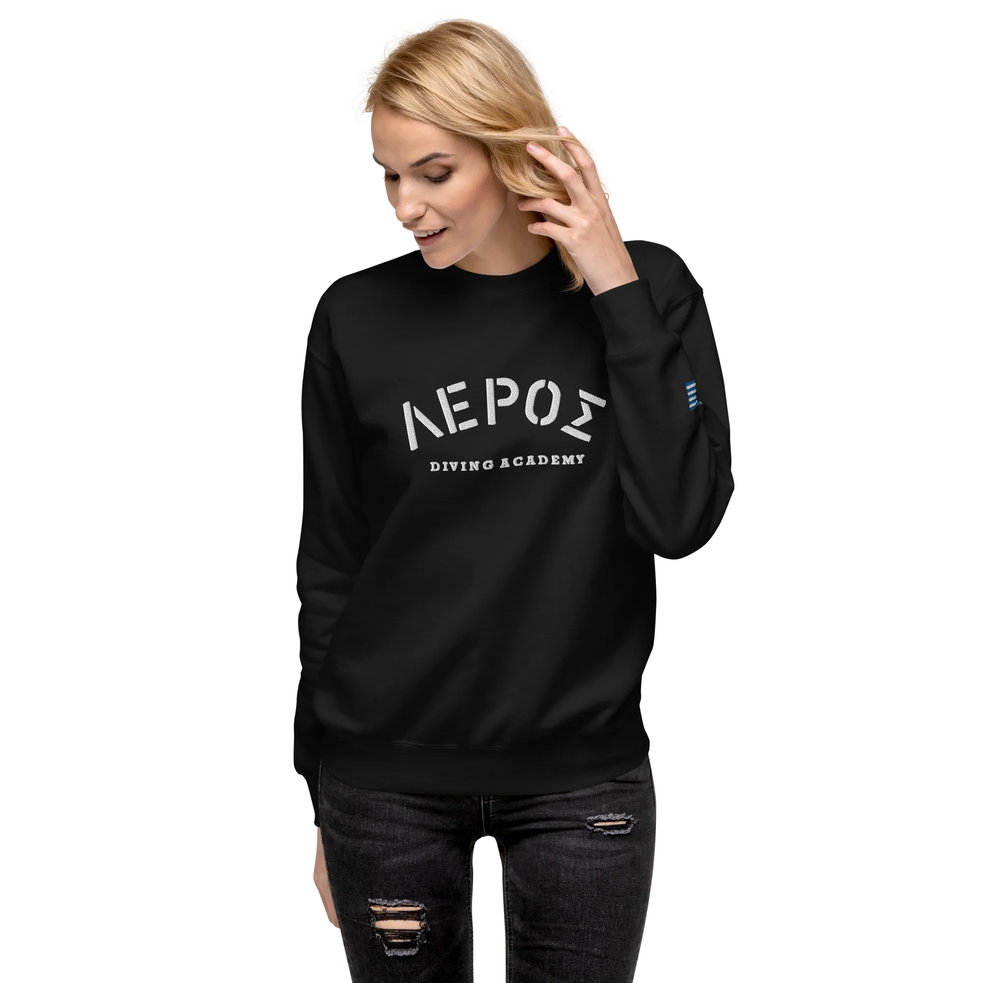 Leros Diving Academy Greece Embroidered Unisex Premium Sweatshirt