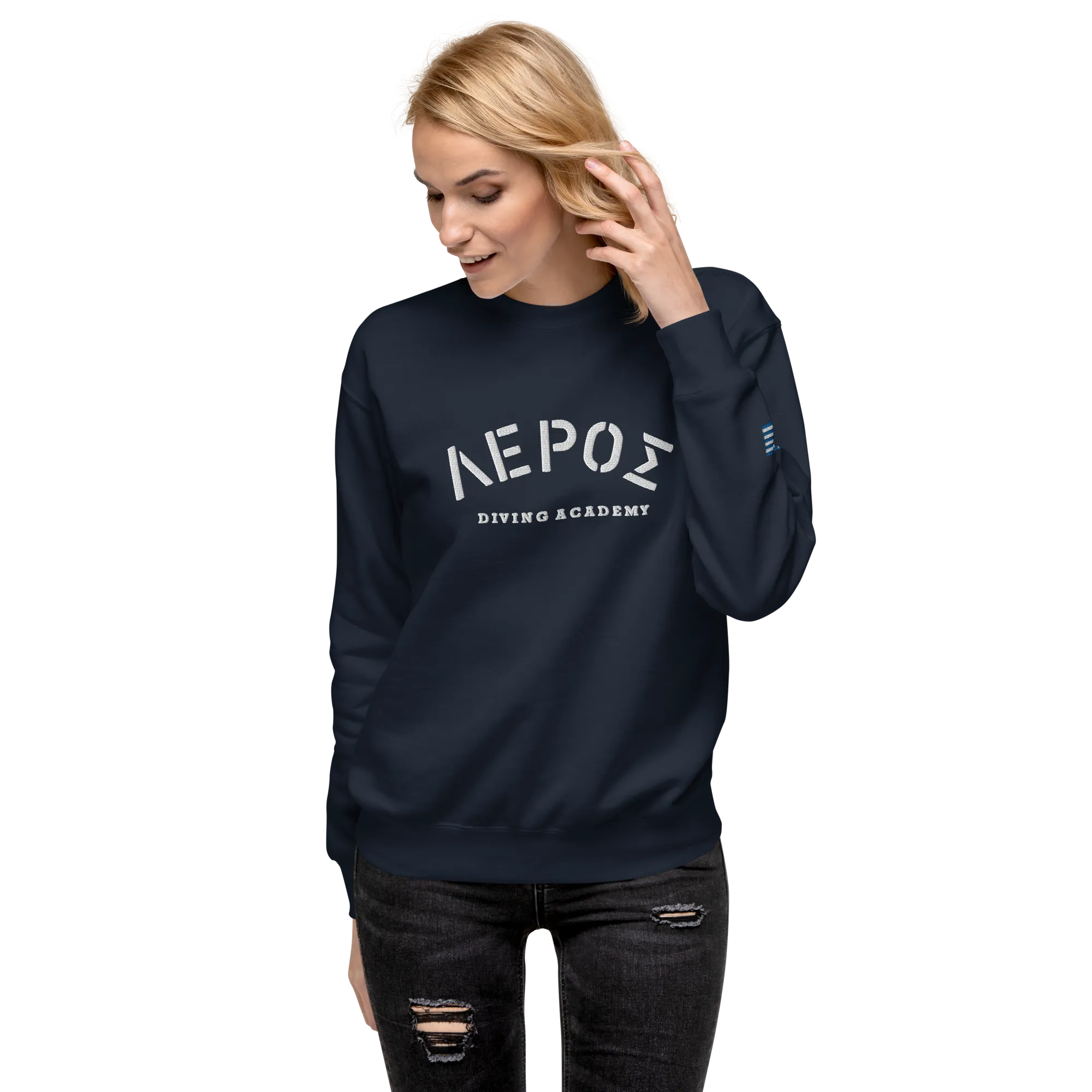 Leros Diving Academy Greece Embroidered Unisex Premium Sweatshirt