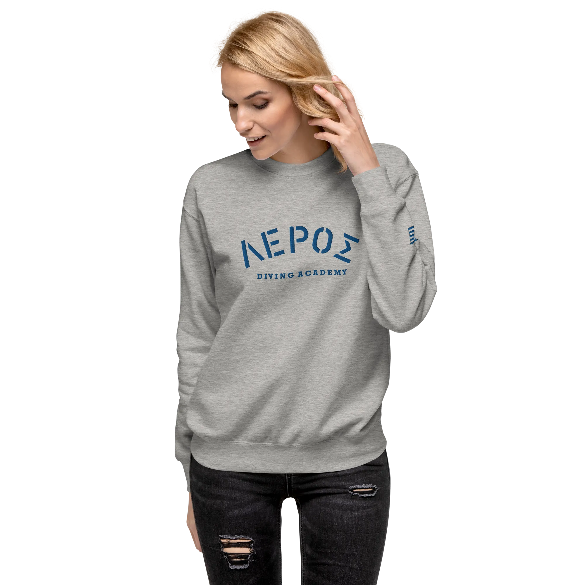 Leros Diving Academy Greece Embroidered Unisex Premium Sweatshirt