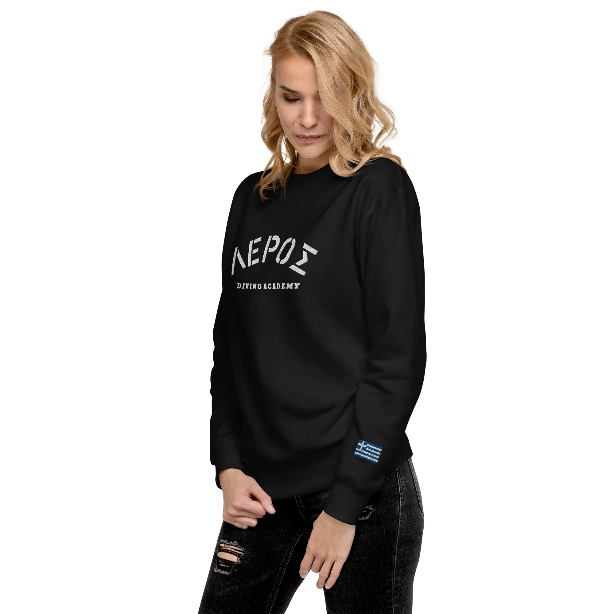 Leros Diving Academy Greece Embroidered Unisex Premium Sweatshirt