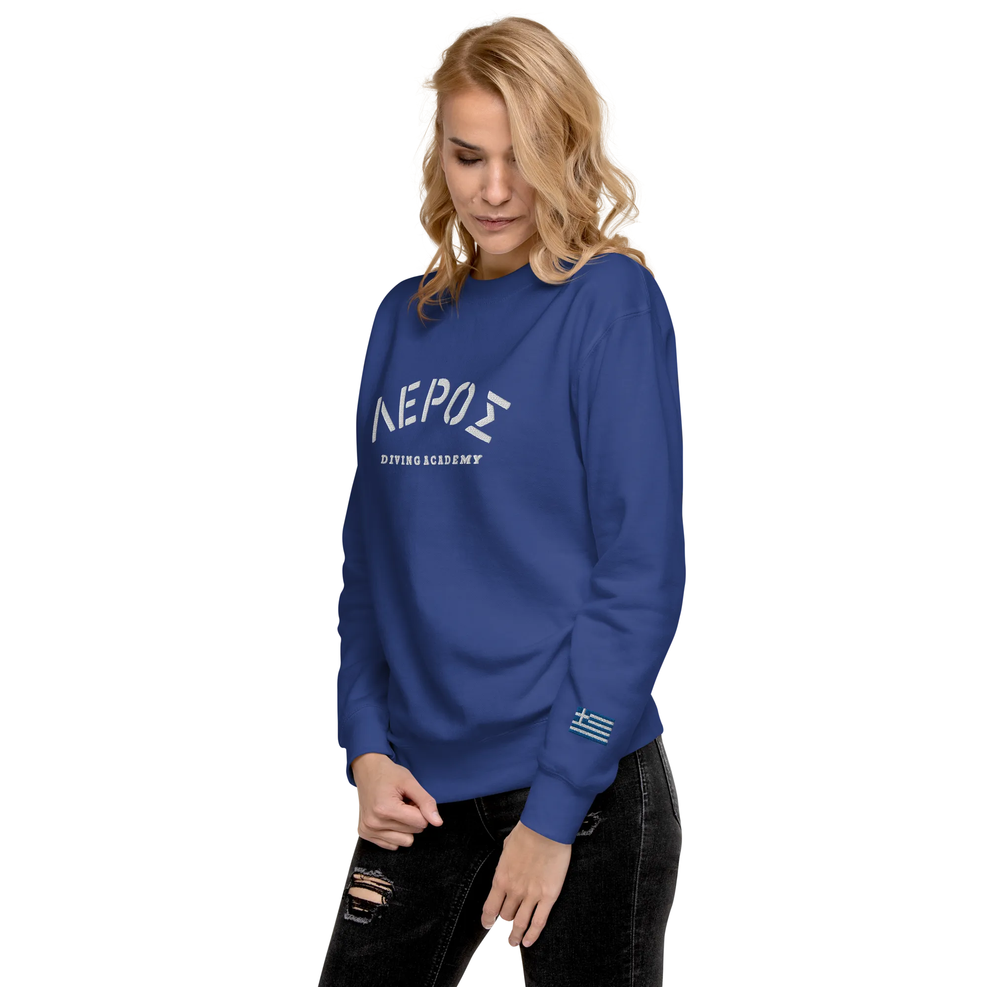 Leros Diving Academy Greece Embroidered Unisex Premium Sweatshirt