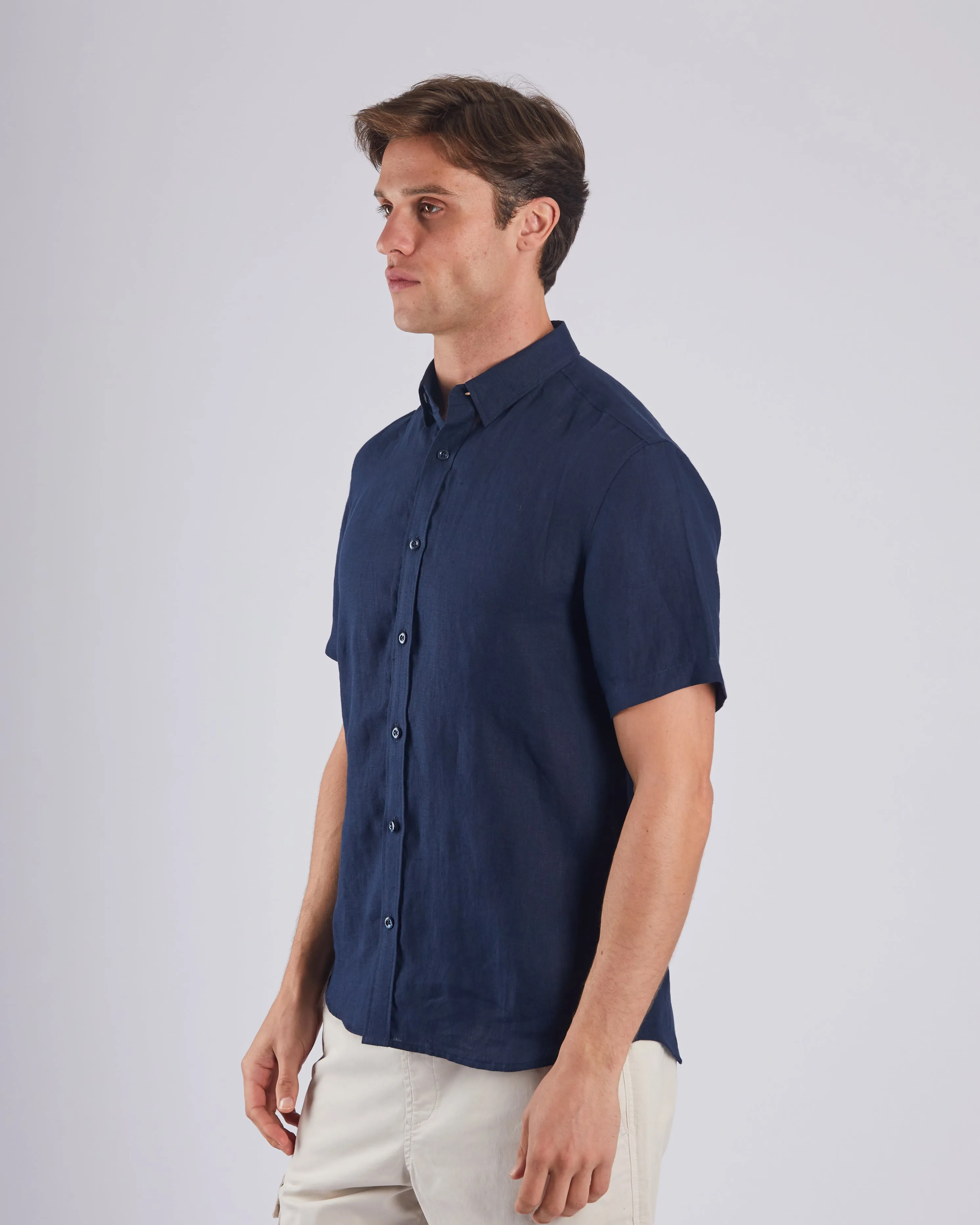 Leslie SS Linen Shirt Sail Navy