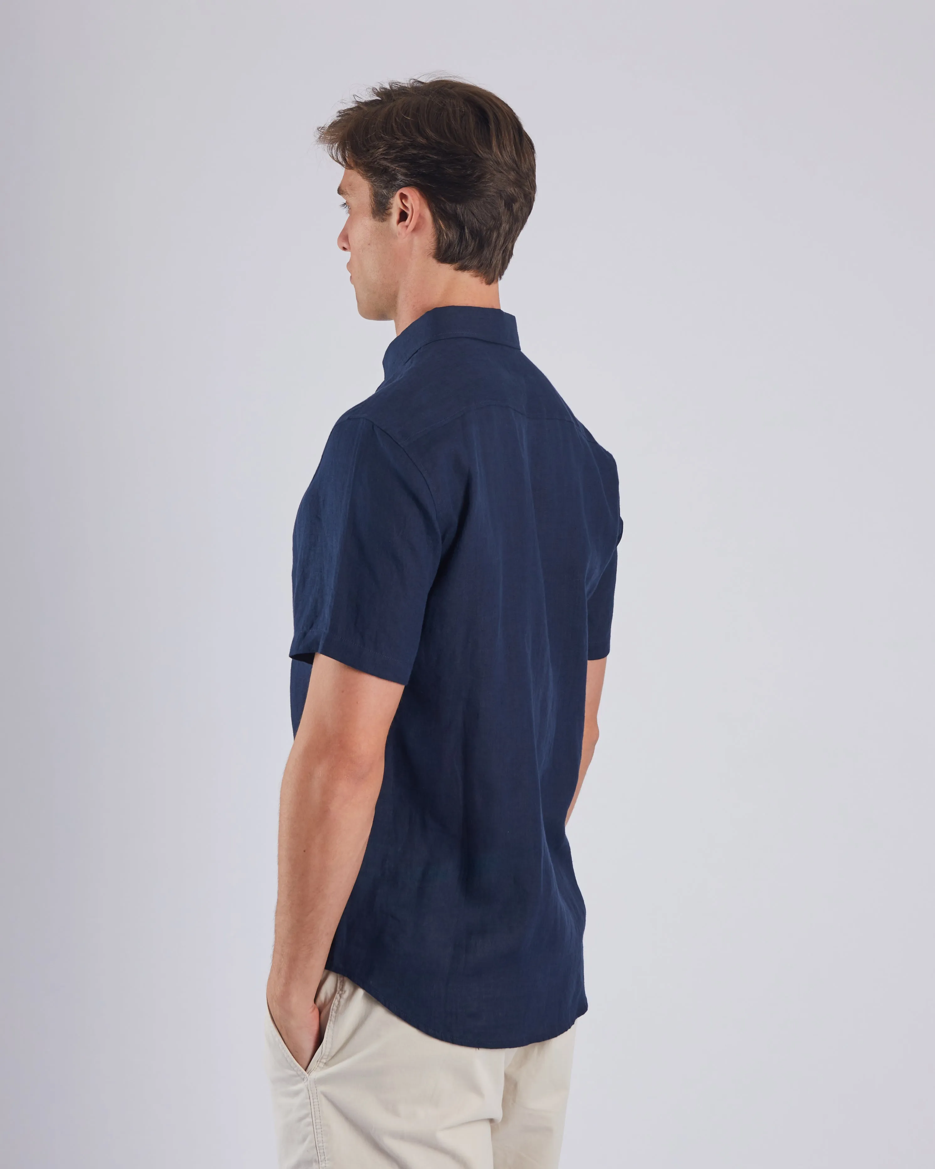 Leslie SS Linen Shirt Sail Navy