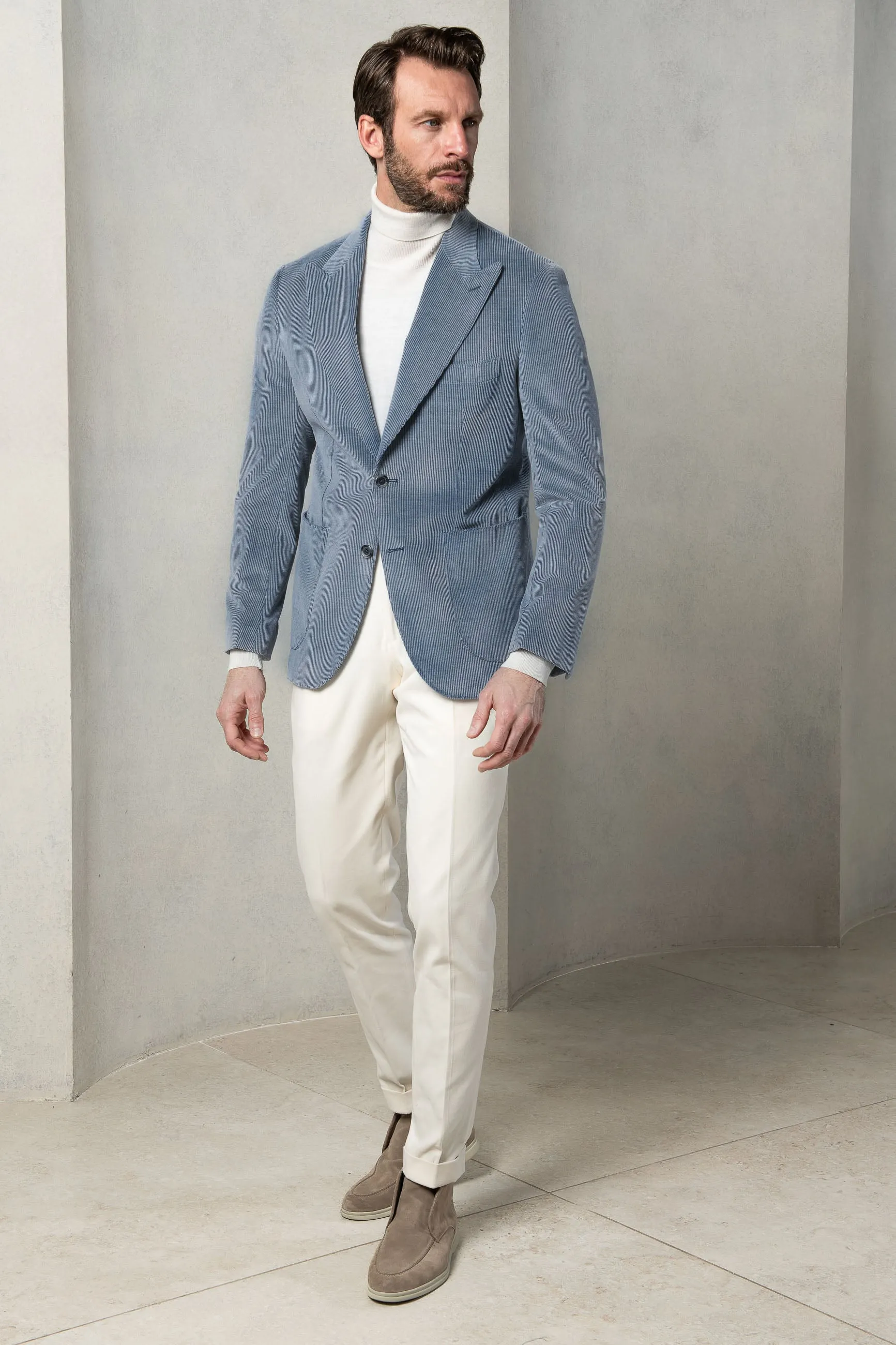 Light blue corduroy jacket "Soragna Capsule Collection" - Made in Italy