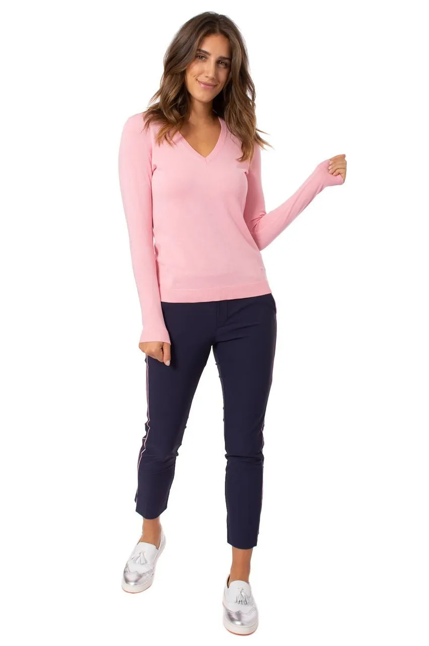 Light Pink Stretch V-Neck Sweater