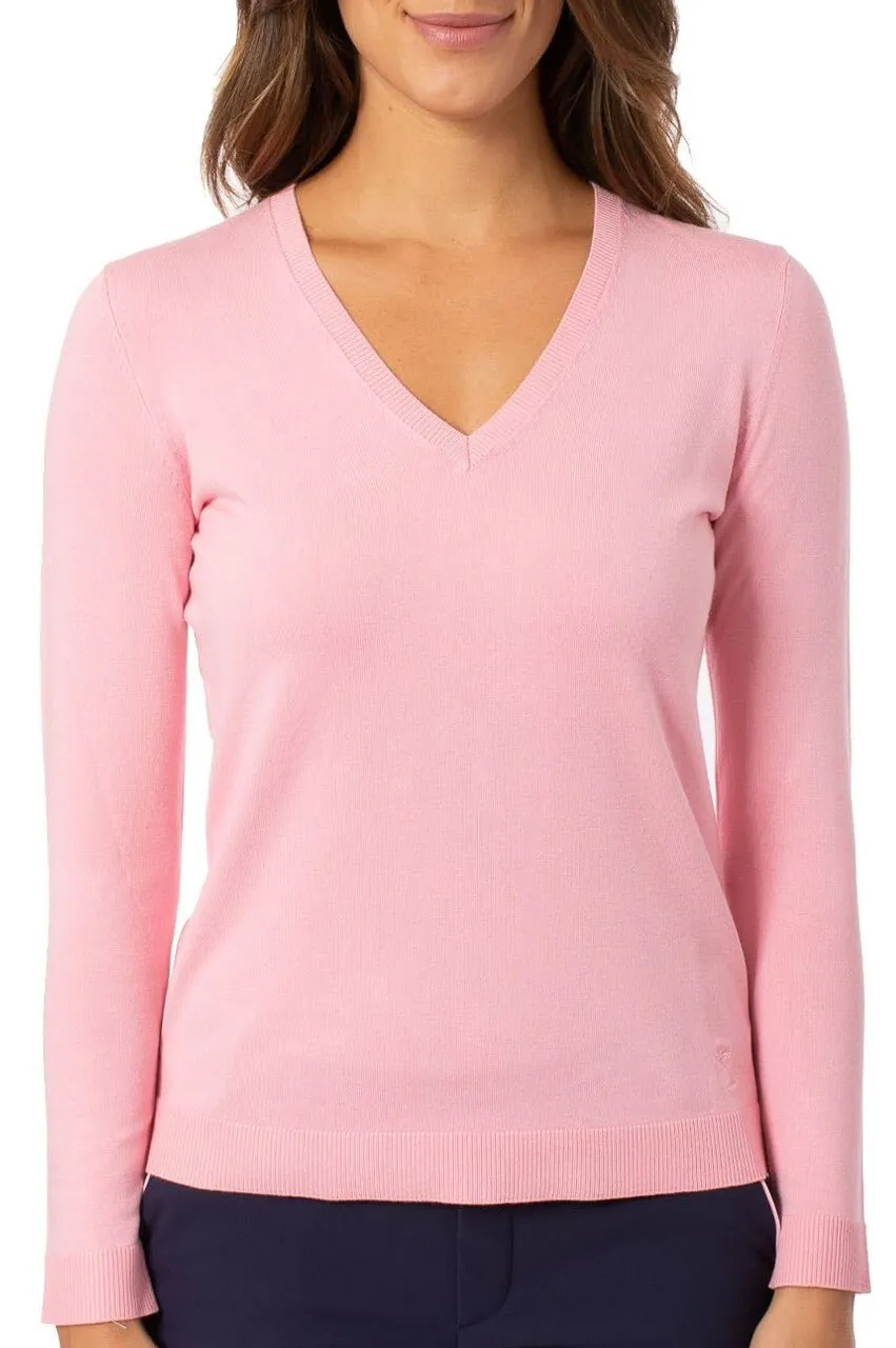 Light Pink Stretch V-Neck Sweater