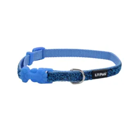 Li'l Pals Adjustable Dog Collar with Glitter Overlay, Blue, Petite Small