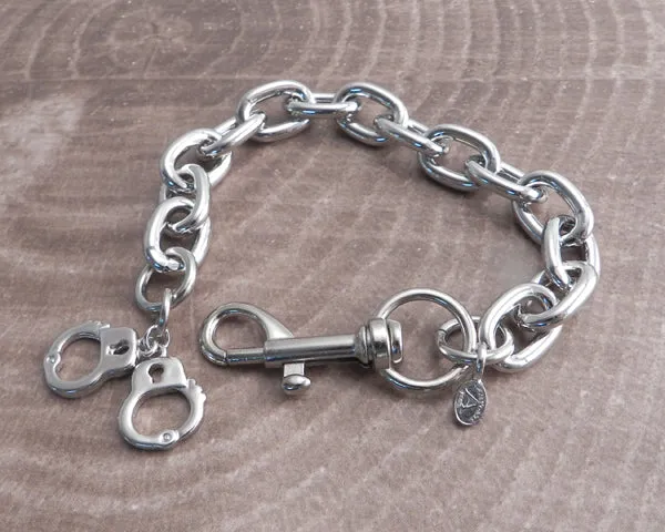 Link Chain Bracelet with Handcuffs