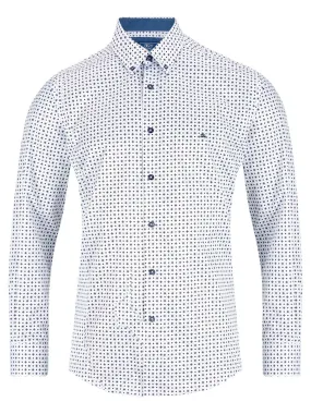 Long Sleeve Print Shirt - Navy