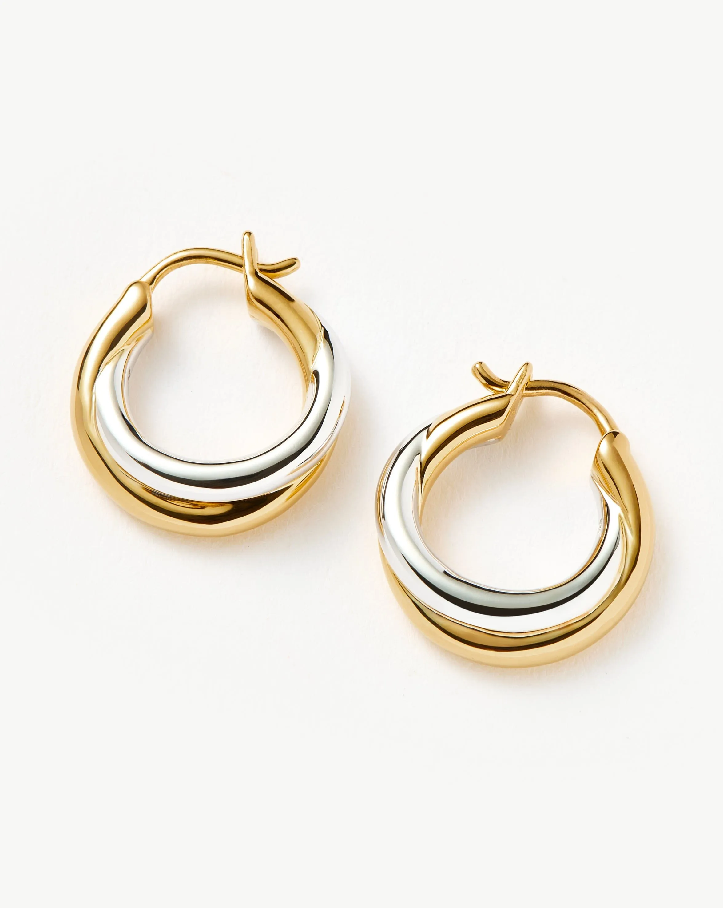 Lucy Williams Chunky Entwine Mini Hoop Earrings  | Mixed Metal