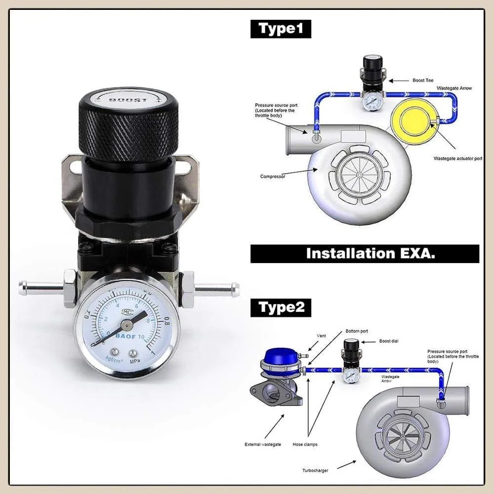 LZONE - T2 UNIVERSAL ADJUSTABLE MANUAL GAUGE TURBO BOOST CONTROLLER 1-150 PSI SR20DET SR JR5811