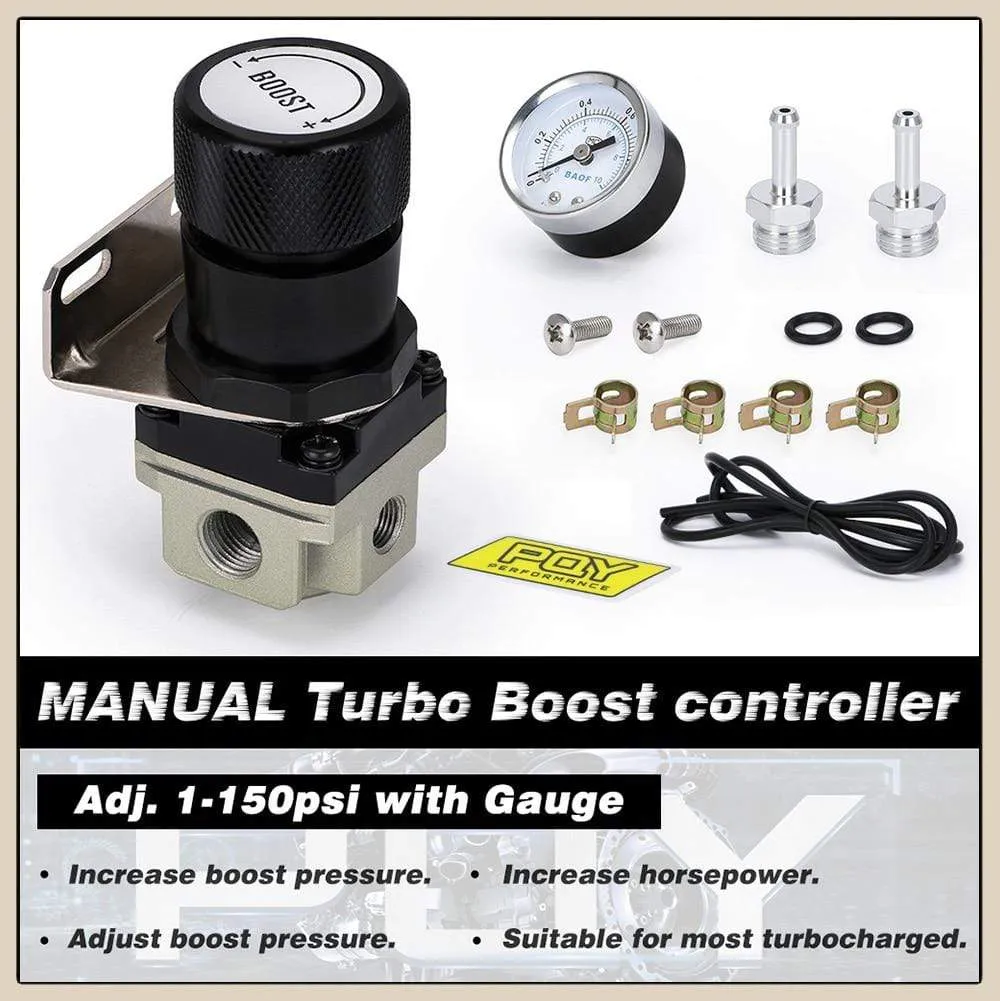 LZONE - T2 UNIVERSAL ADJUSTABLE MANUAL GAUGE TURBO BOOST CONTROLLER 1-150 PSI SR20DET SR JR5811