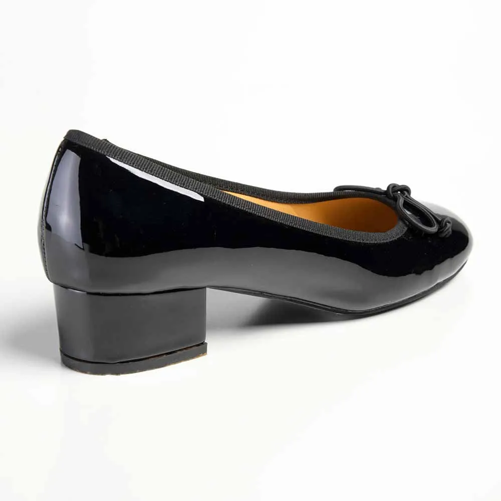 Madison Belen Low Block Heel Court with Bow - Black