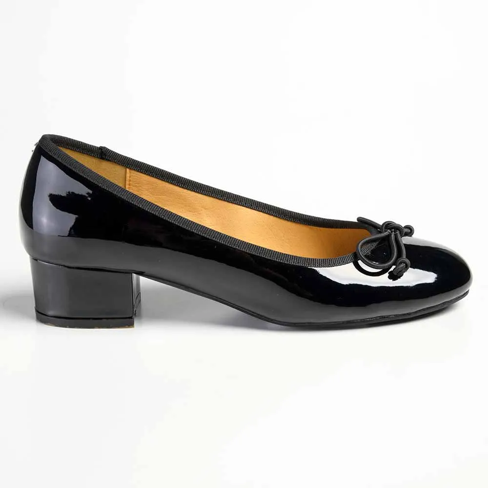 Madison Belen Low Block Heel Court with Bow - Black