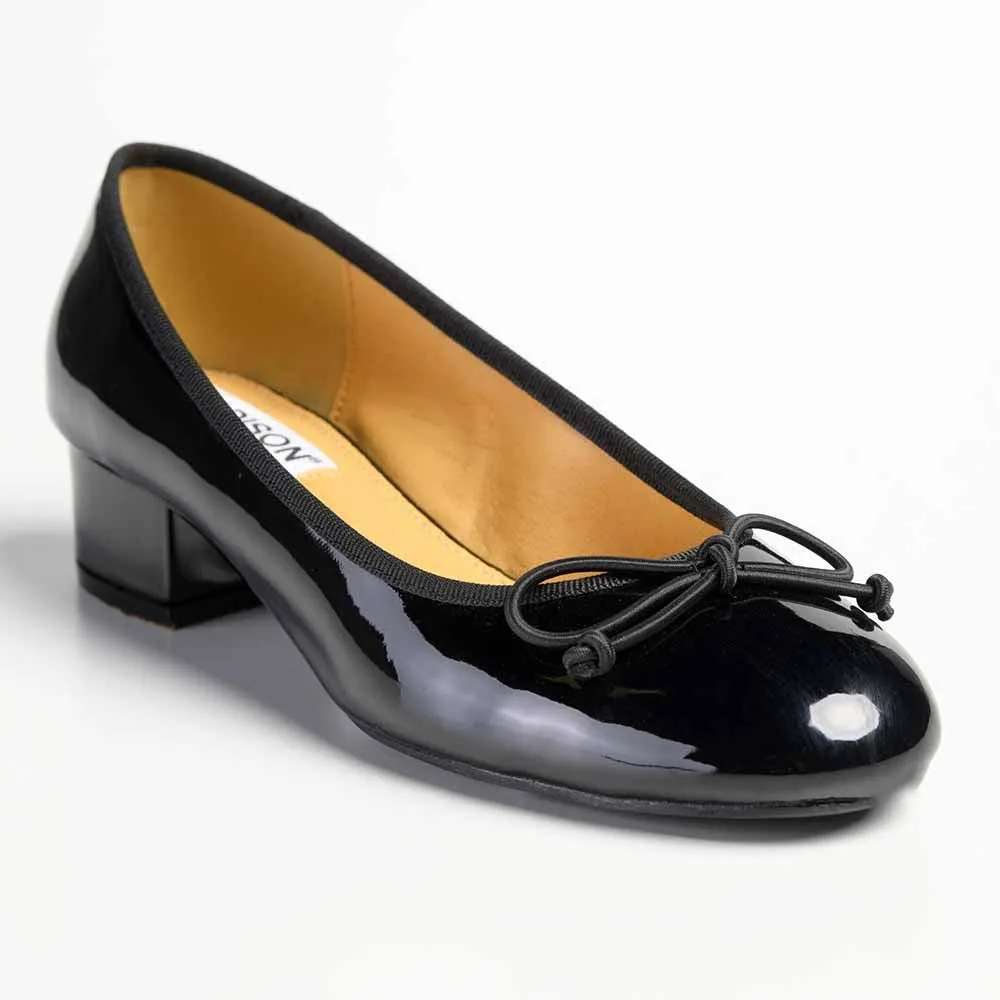 Madison Belen Low Block Heel Court with Bow - Black