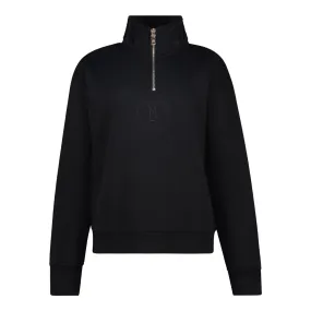 MAXINE BLACK COLLARED FLEECE SWEAT 1/4 ZIP