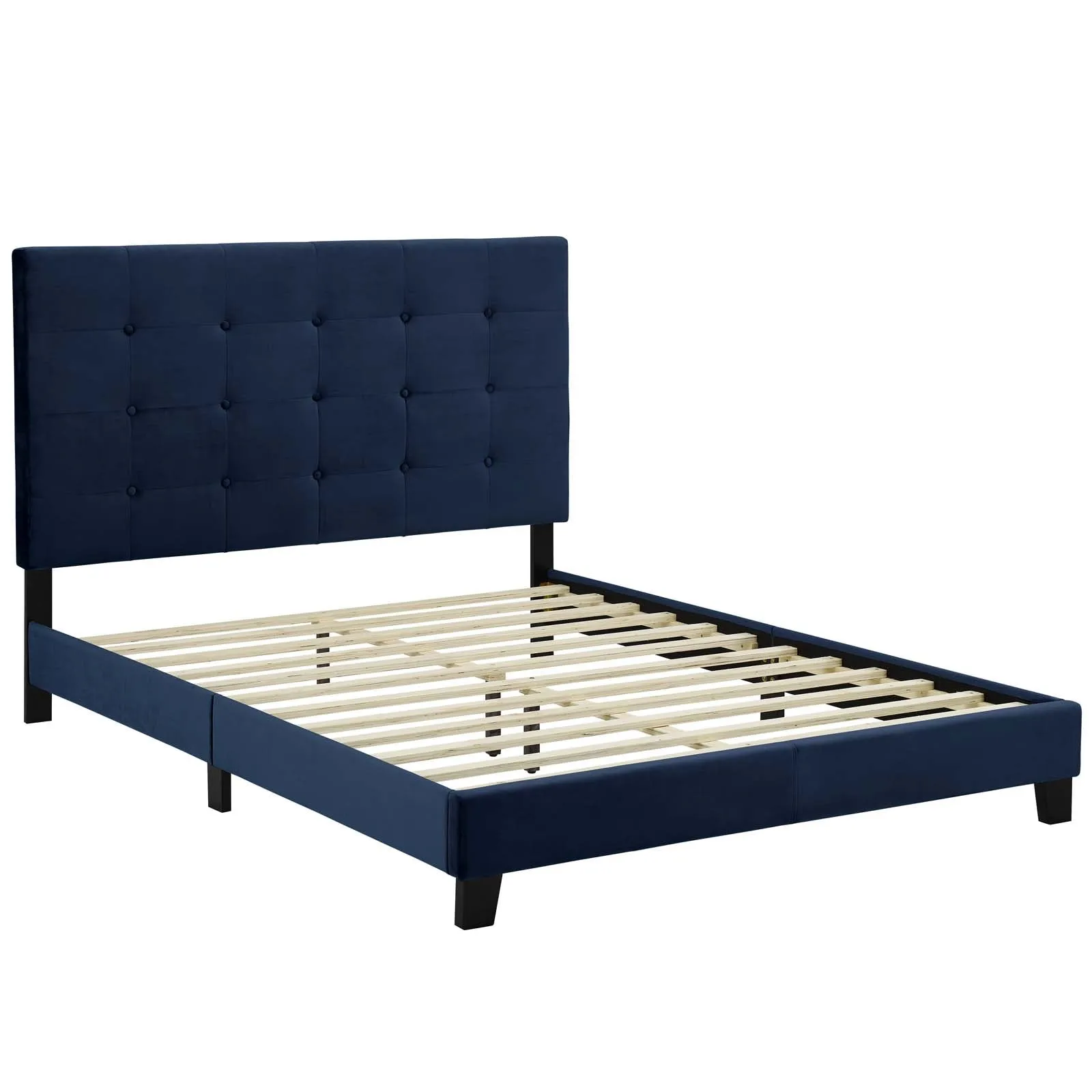 Melanie Tufted Button Upholstered Performance Velvet Platform Bed