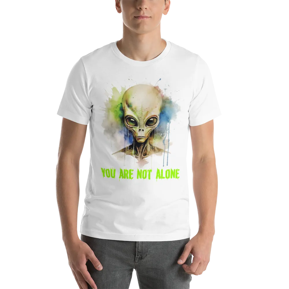 Men's Alien You Are Not Alone Watercolor Effect Graphic Tee