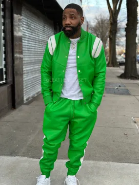 Men's Liam Leather Track Suit [Green/White]