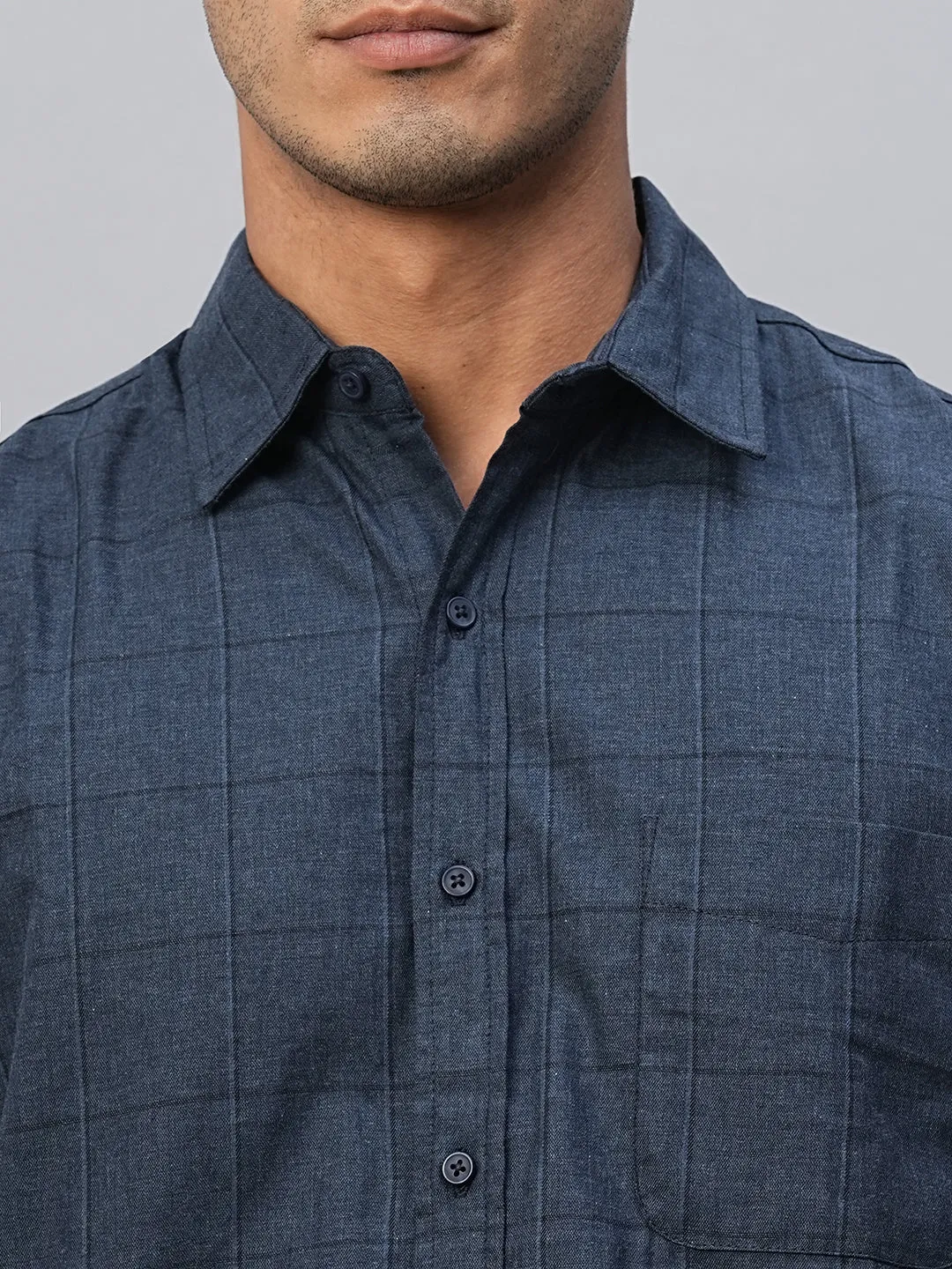 Men's Navy Cotton Regular Fit Shirt