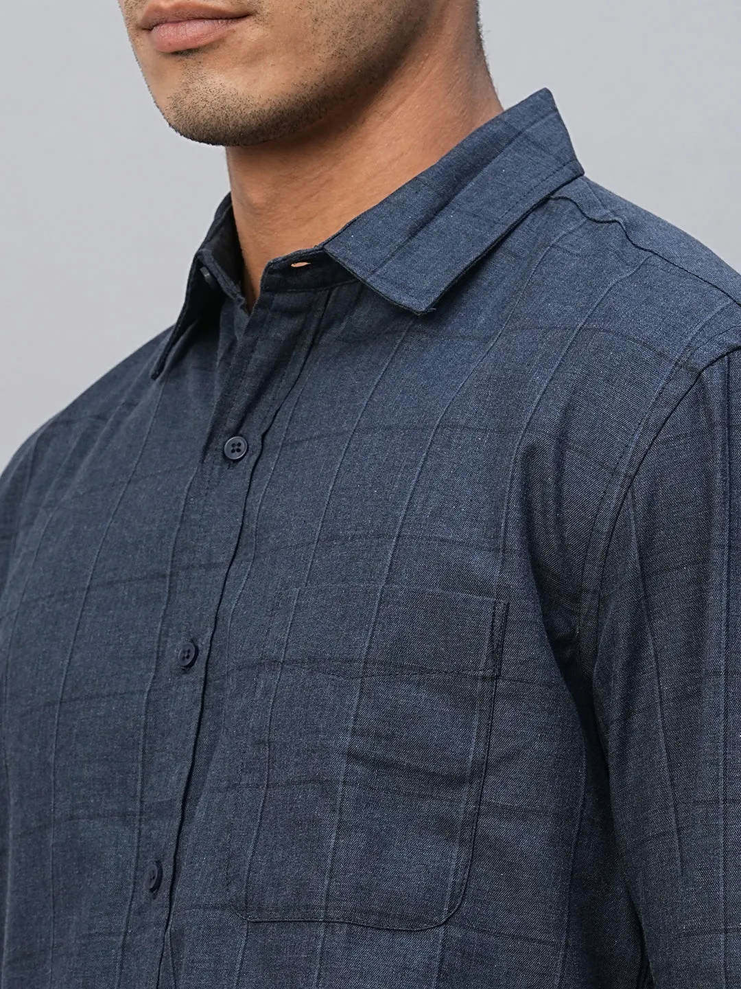 Men's Navy Cotton Regular Fit Shirt