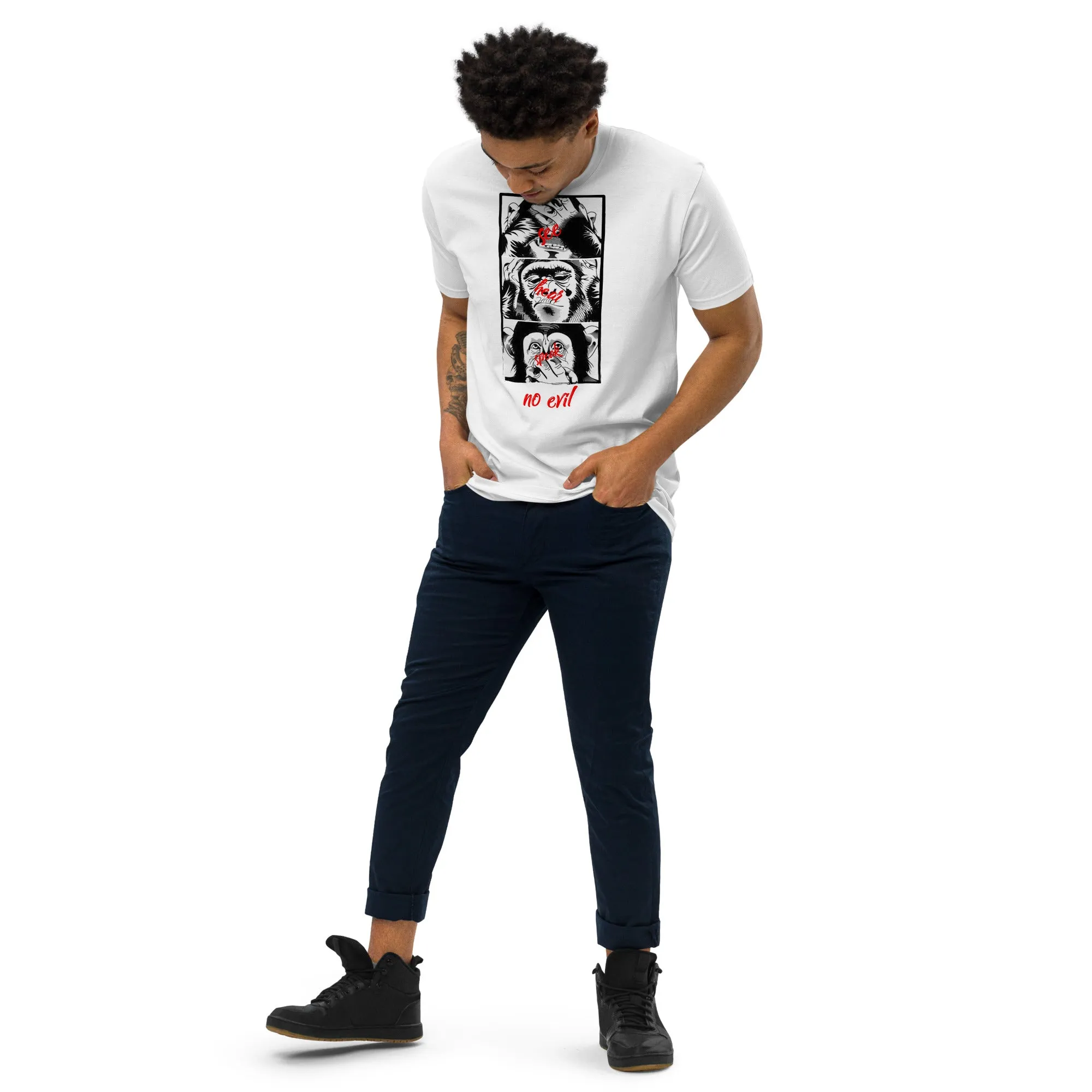 Men’s No Evil Theme With Monkeys Graphic Tee