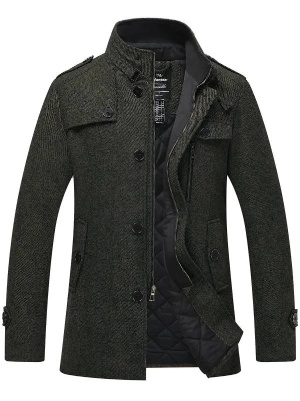 Men's Wool Blend Pea Coat Winter Jackets