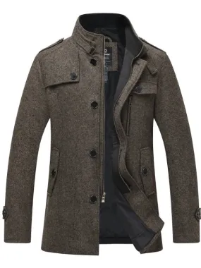 Men's Wool Blend Pea Coat Winter Jackets