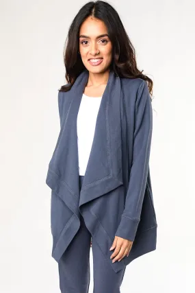 Michelle Bamboo Fleece Cardigan - Anchor Blue