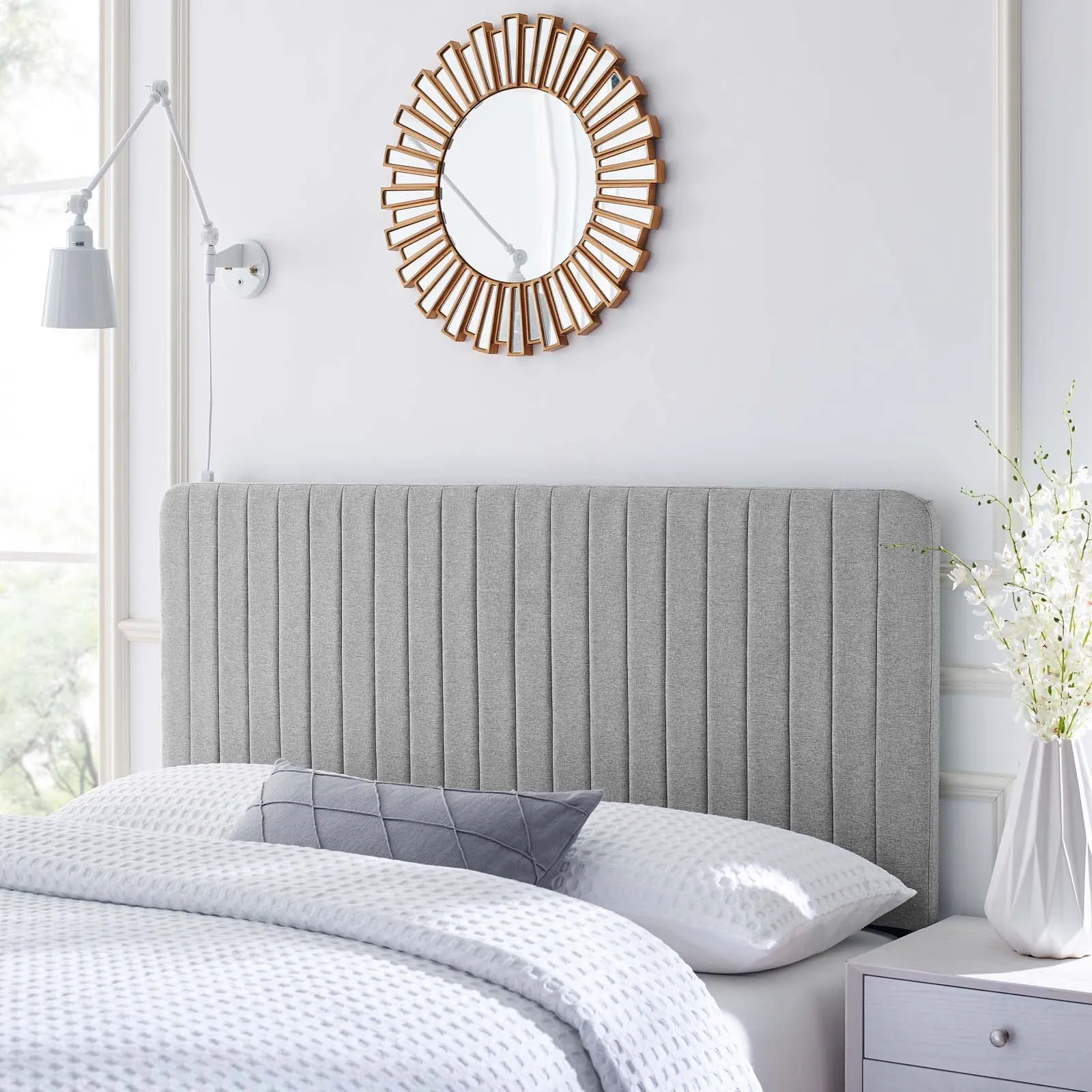 Milenna Channel Tufted Upholstered Fabric Headboard