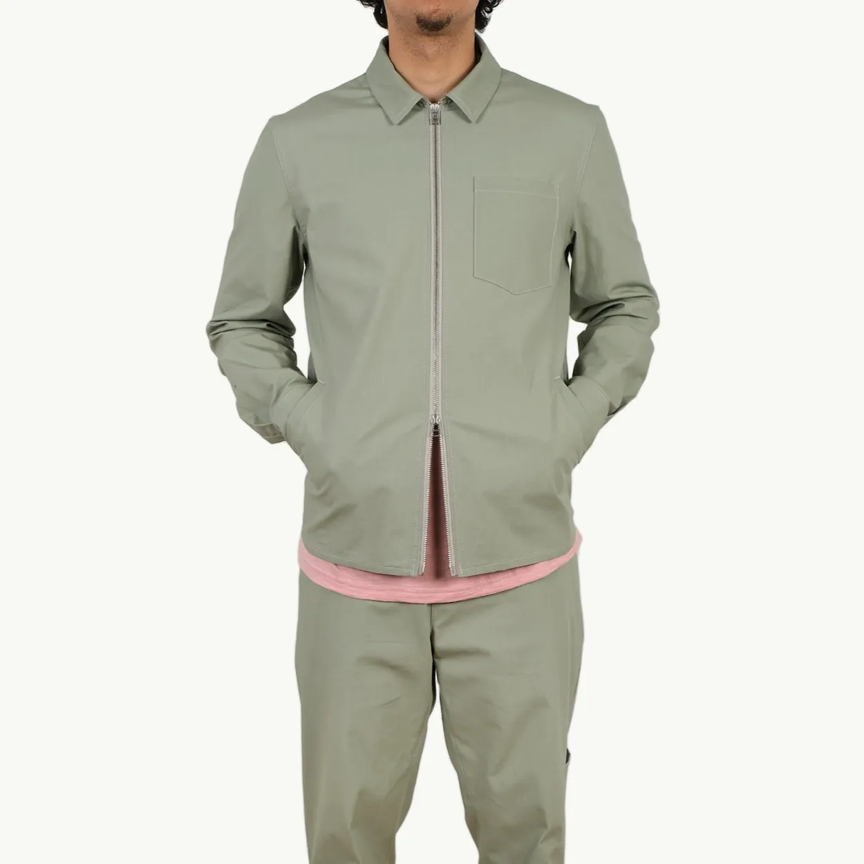 Mint Ripstop Zip-Up Overshirt