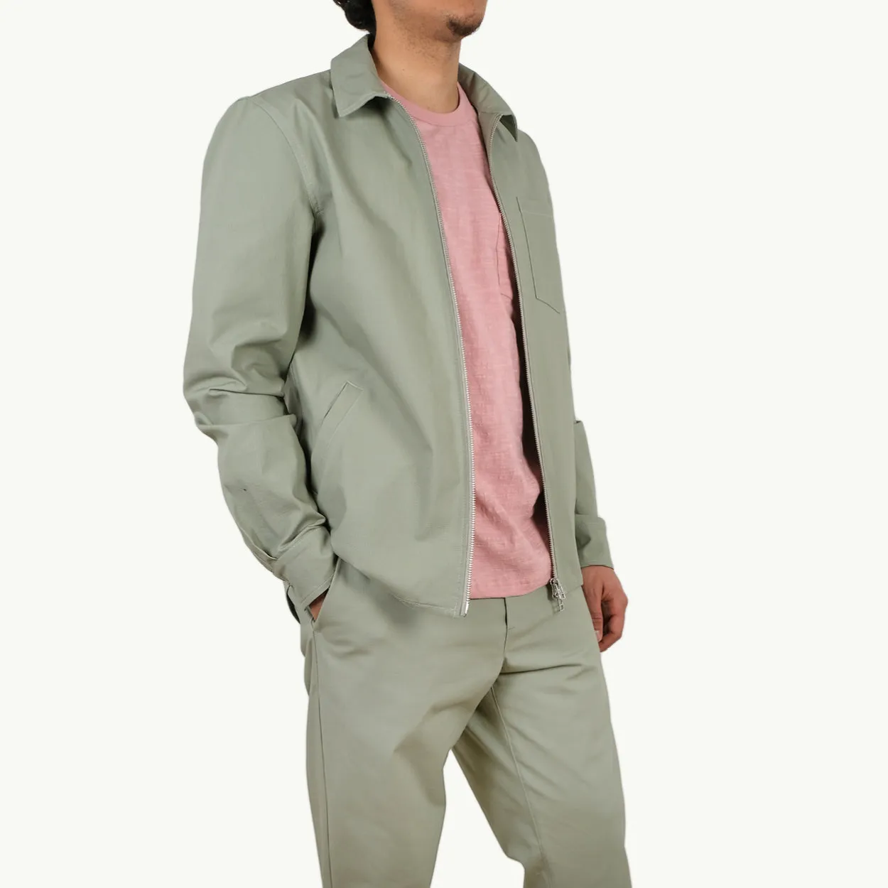 Mint Ripstop Zip-Up Overshirt