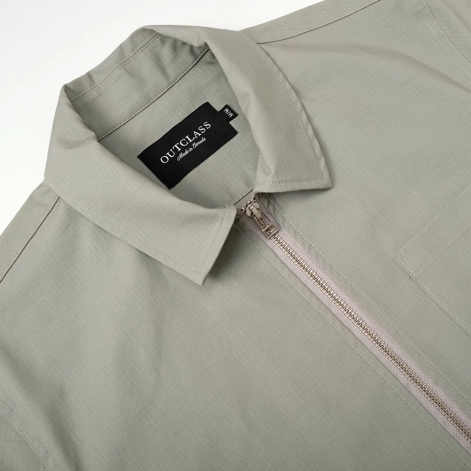 Mint Ripstop Zip-Up Overshirt