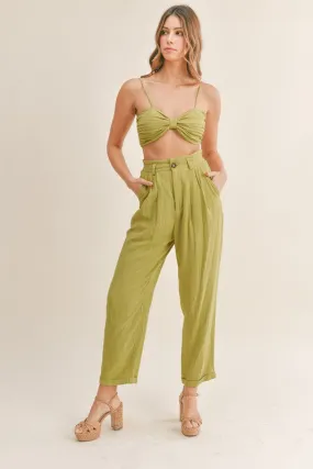 Monica 2-pieces Linen set (Lime)