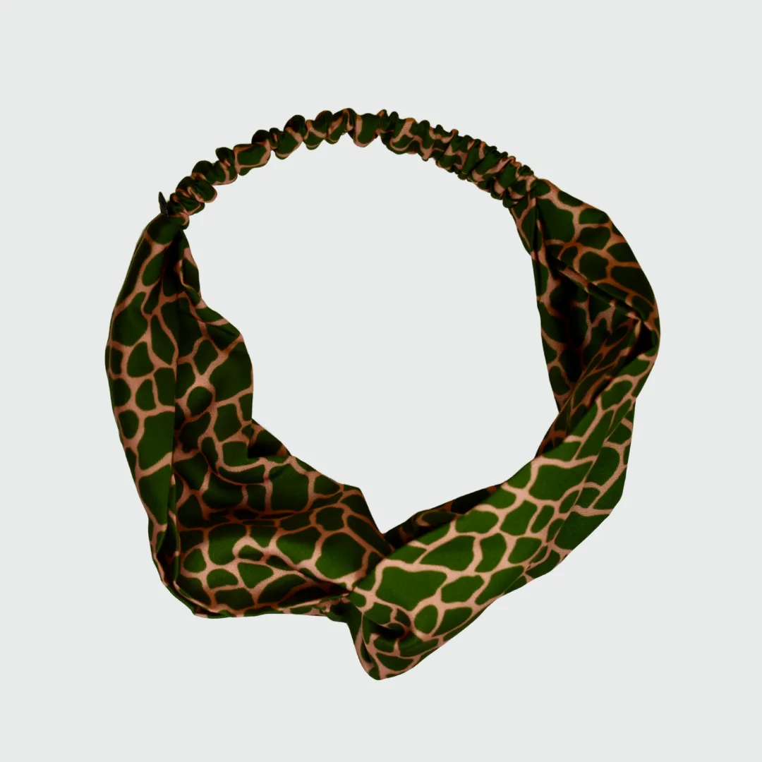 Mosaic Print Green and Pink Twist Knot Headband