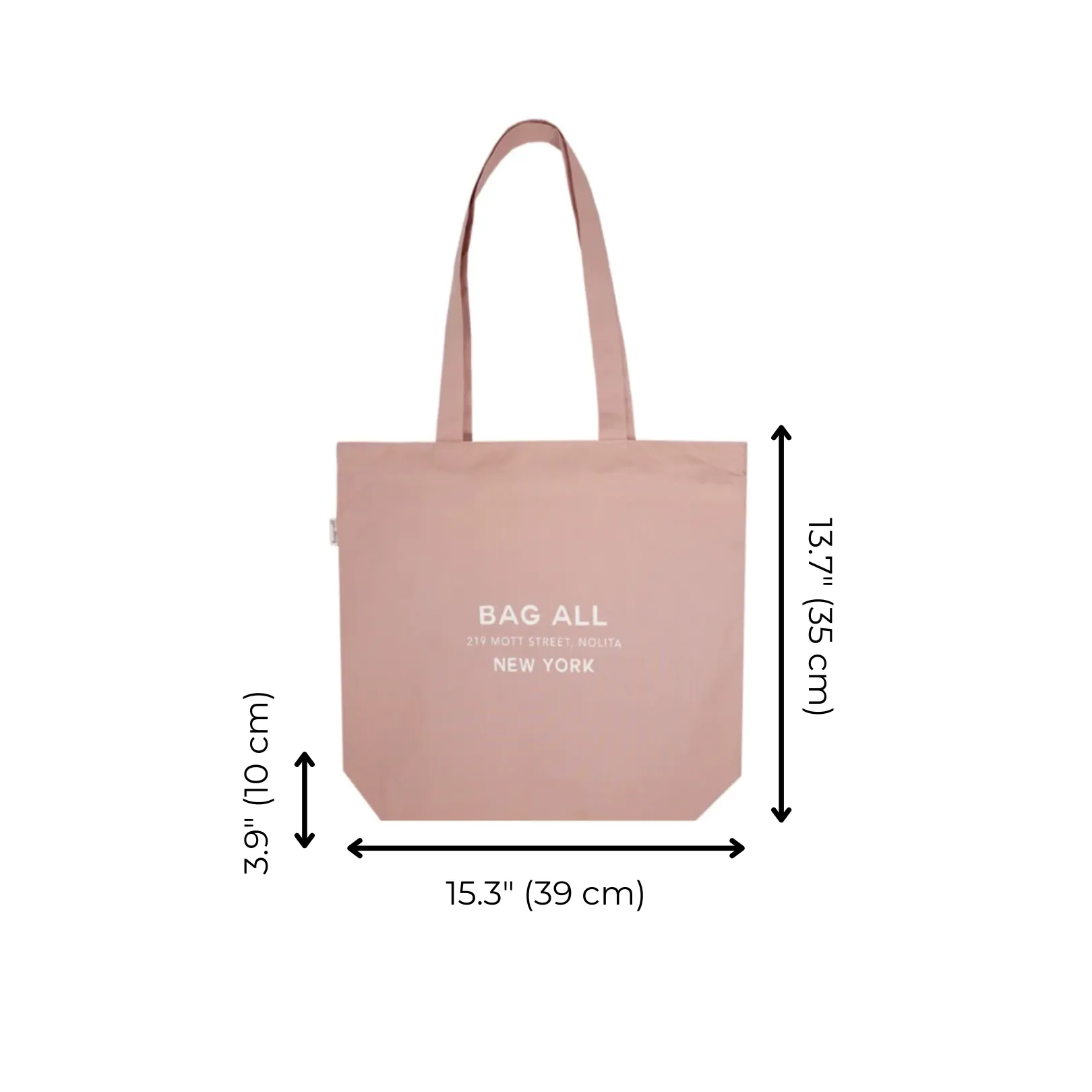 New York City Tote with Zipper and Inside Pocket, Pink/Blush