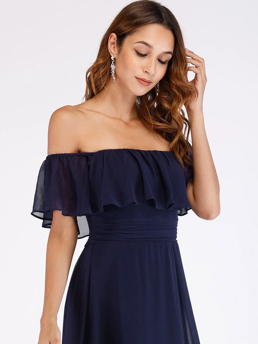 Off Shoulder Ruffles Thigh Split Wholesale Bridesmaid Dresses