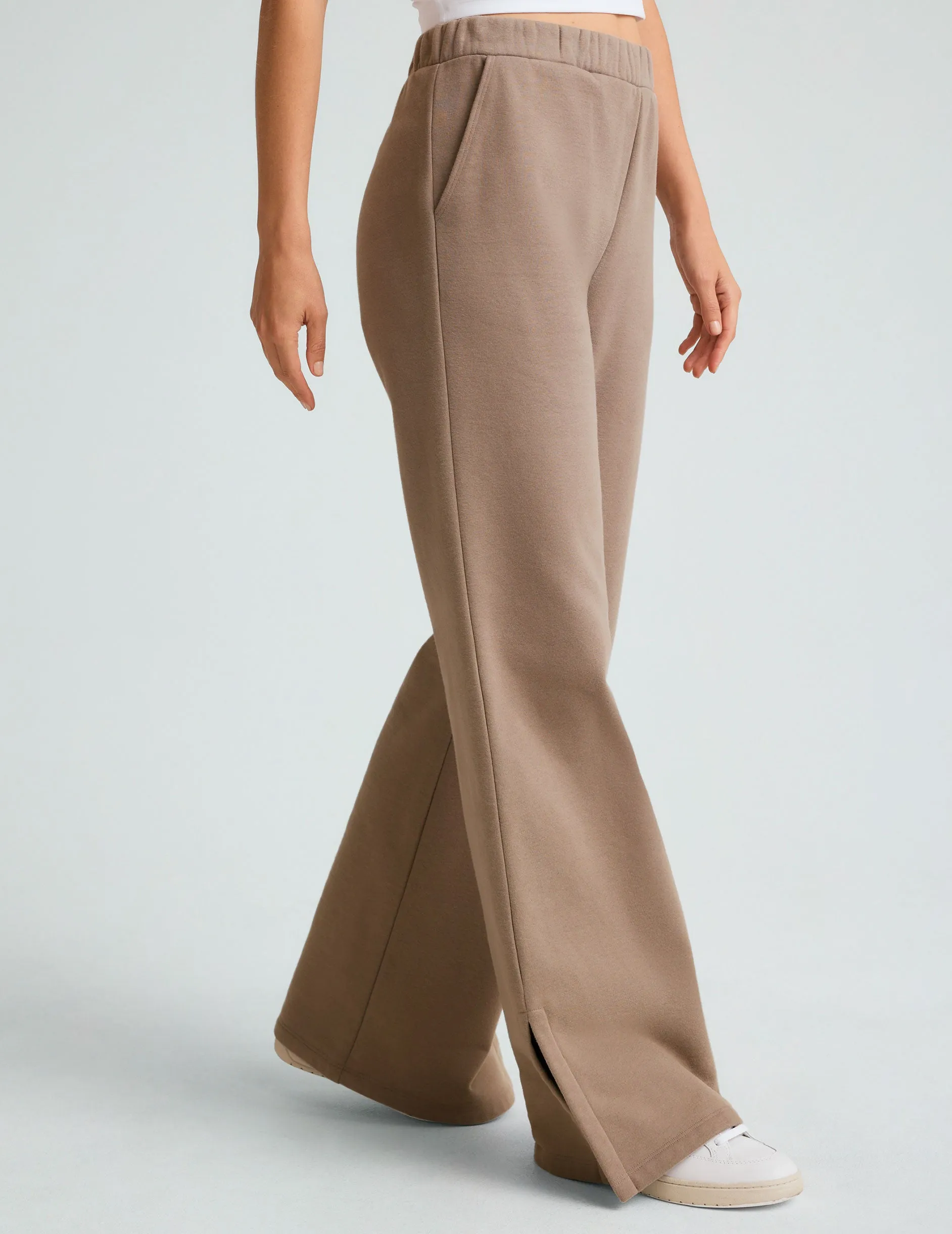 Open Ended Mid Rise Wide Leg Pant