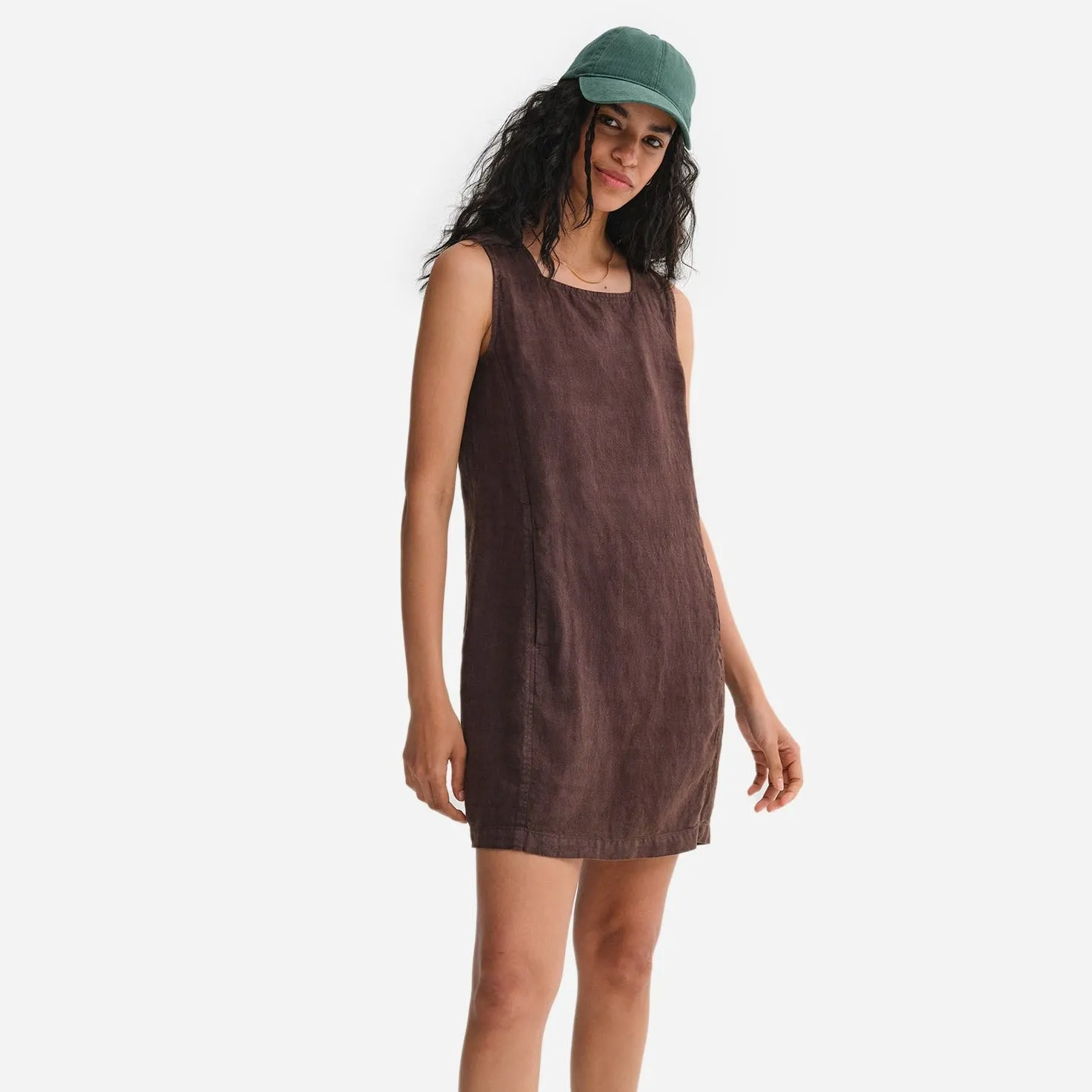 Organic Linen Square Neck Mini Dress