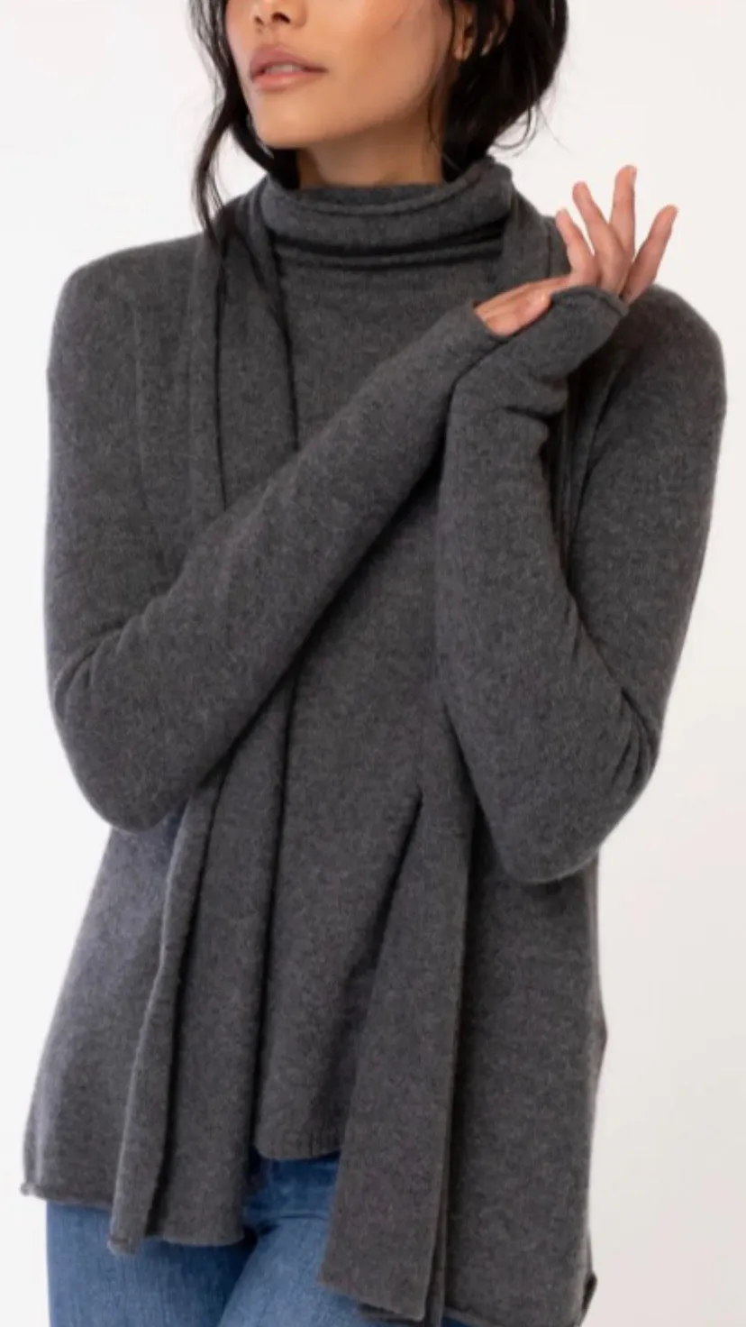 Our classic drape neck detail open cashmere duster *available in black, charcoal, emerald green and lavender