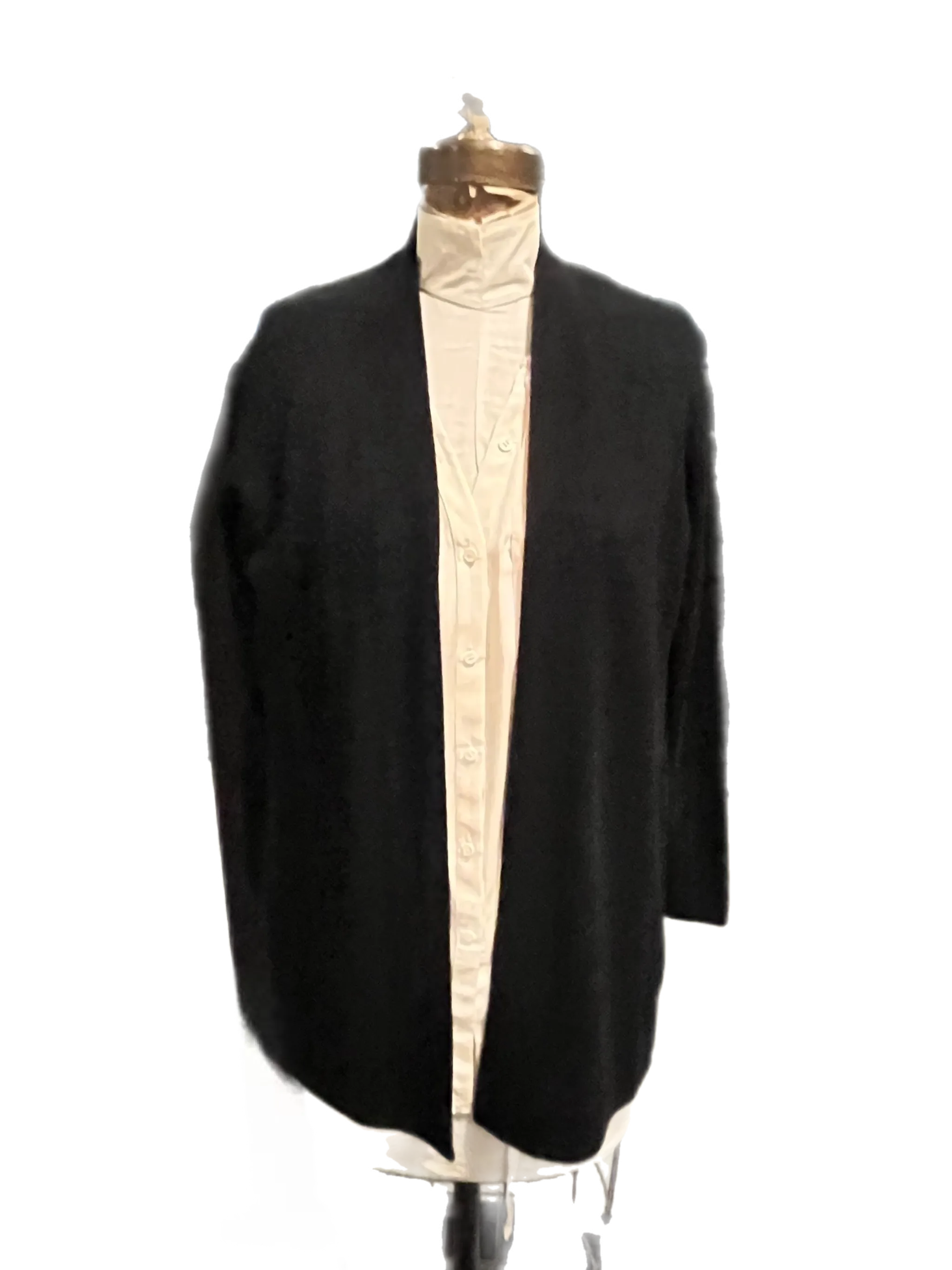 Our classic drape neck detail open cashmere duster *available in black, charcoal, emerald green and lavender