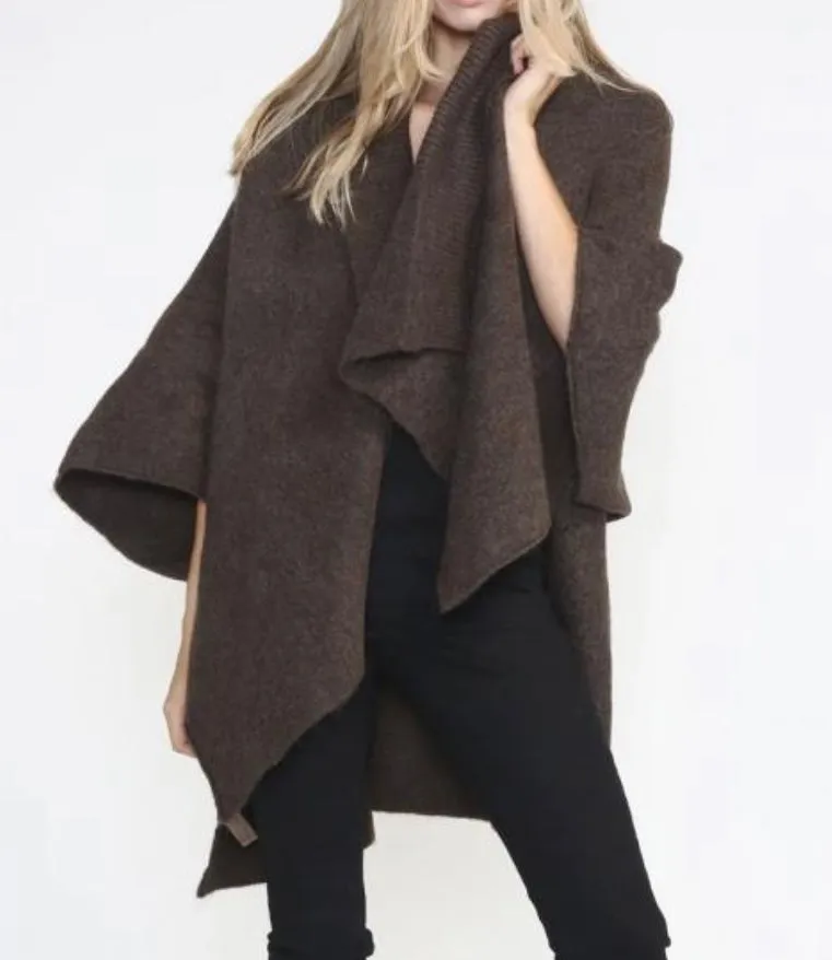 Our classic drape neck detail open cashmere duster *available in black, charcoal, emerald green and lavender