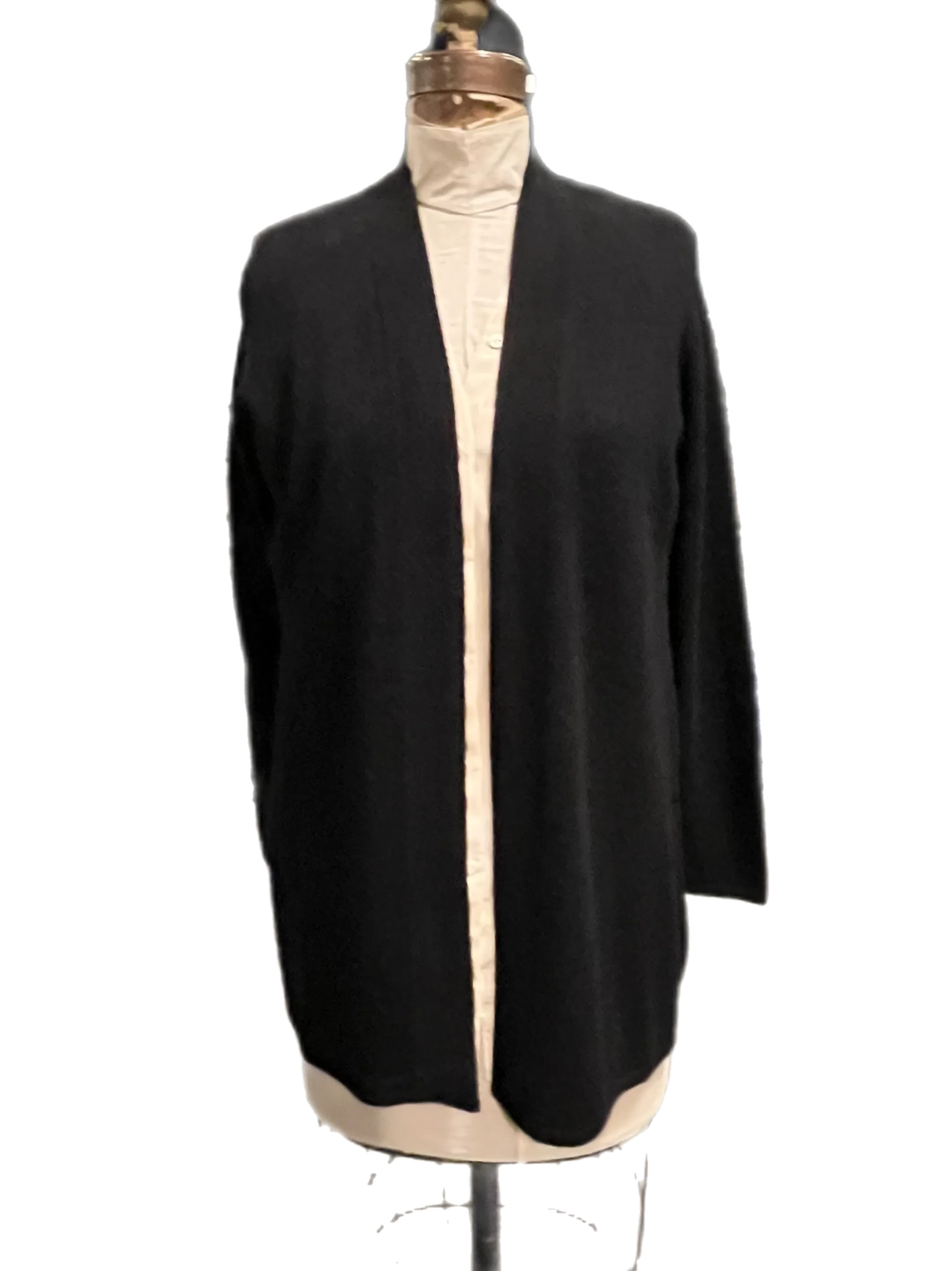 Our classic drape neck detail open cashmere duster *available in black, charcoal, emerald green and lavender