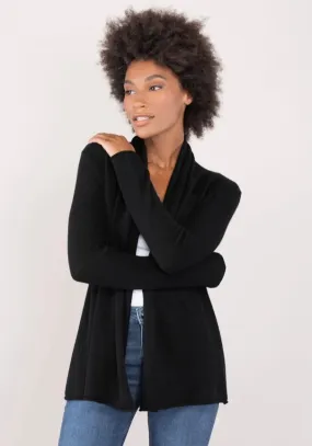 Our classic drape neck detail open cashmere duster *available in black, charcoal, emerald green and lavender