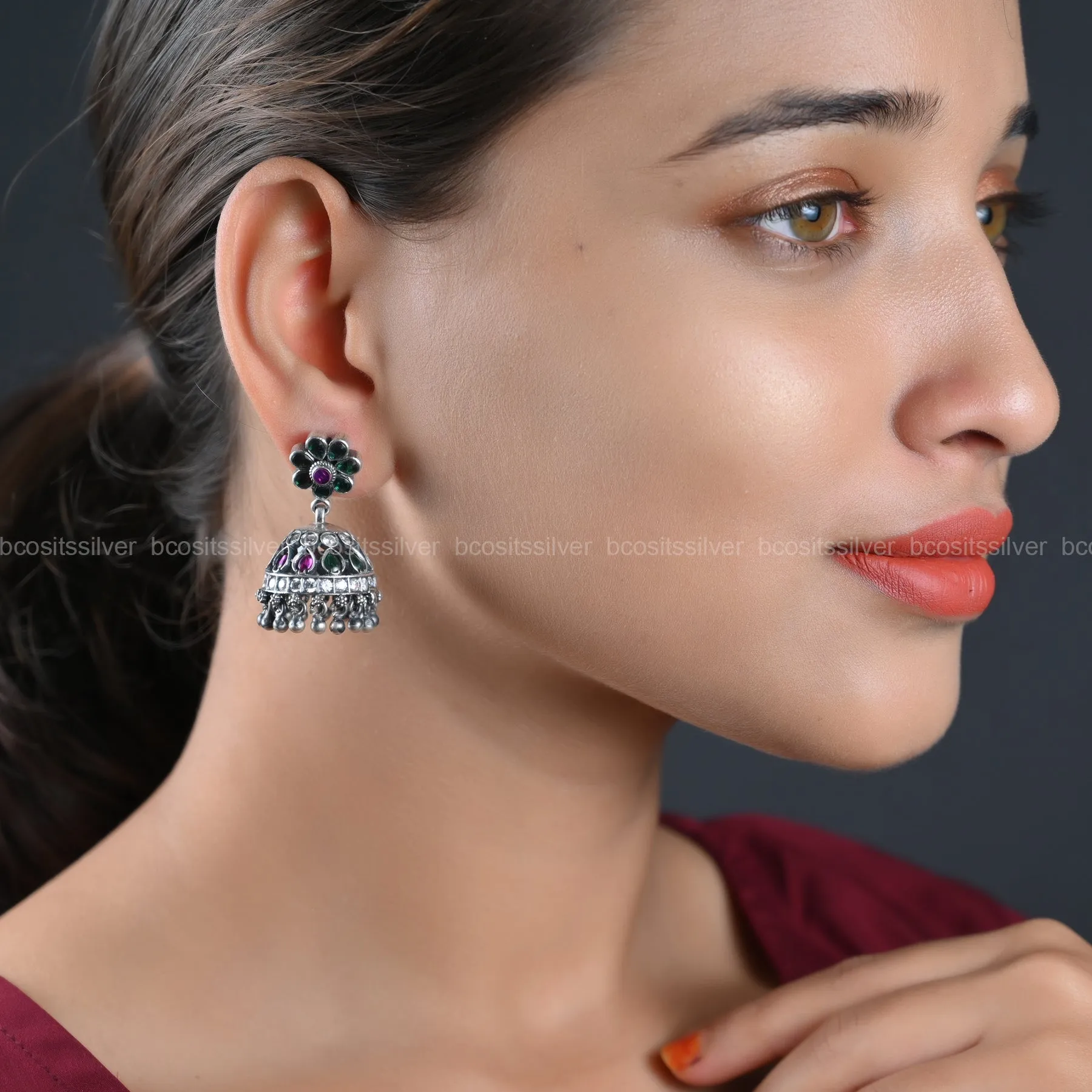 Oxidized Jhumka - 1071